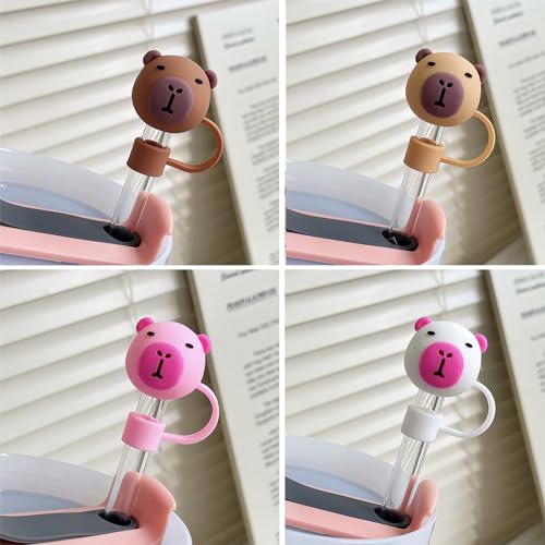 Capybara Straw Covers - 4 Pcs Silicone Topper for 10mm Straws