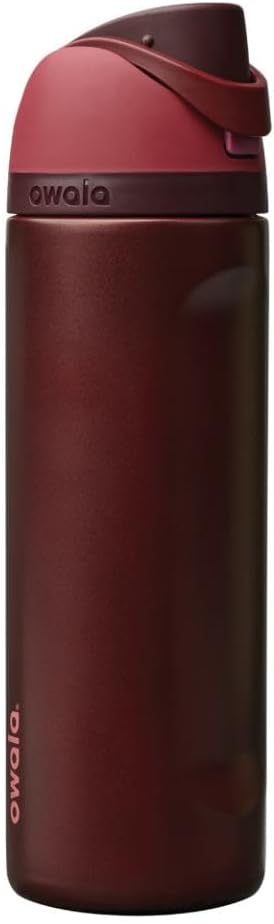 Owala FreeSip Insulated Stainless Steel Water Bottle - BPA-Free, 24 Oz, Black Cherry | Perfect for Travel