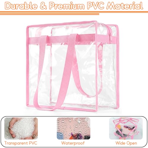 Clear Stadium Approved Tote Bag - Large 12x6x12 - Pink