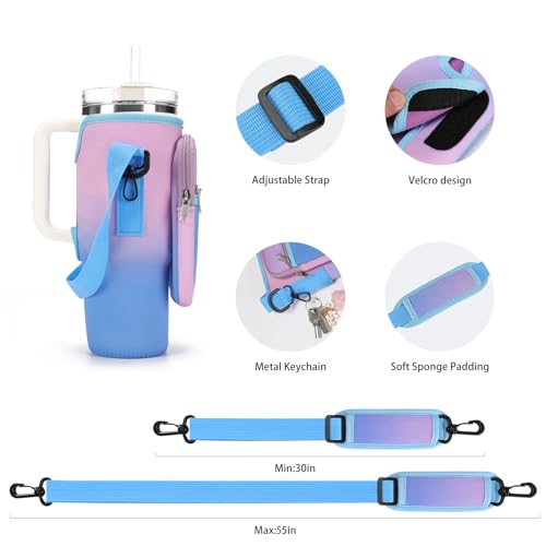 GOEWY Water Bottle Carrier Bag for Stanley Cup 40/30oz with Phone