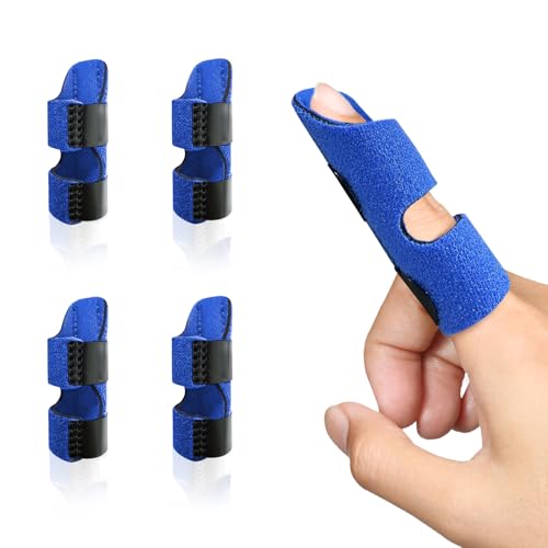 Trigger Finger Splint - 4 Pack Blue, Universal Brace for Pain Relief