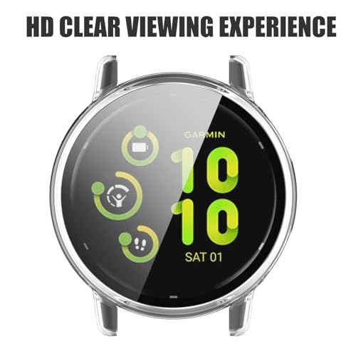 Vivoactive 5 Screen Protector & Case - HD Tempered Glass, White - 2 Pack