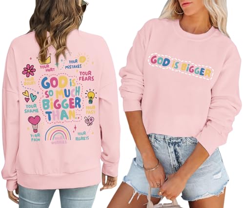 Christian Inspirational Hoodie for Women - Jesus Faith Pullover - Pink / Small