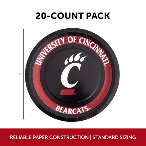 University of Cincinnati Paper Plates - 20 Count, 9 Inch