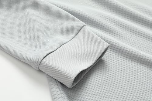 Men's Long Sleeve Quick-Dry Tactical Golf Shirt - Light Gray, Small
