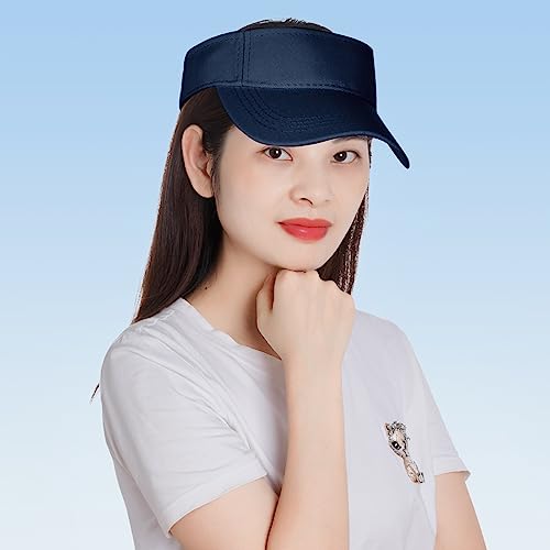 Adjustable Sport Visors Sun Hats - Navy Blue, One Size