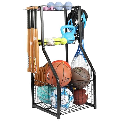 Sports Equipment Organizer with Ball Storage Rack - Garage Organizer