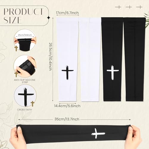 Cross Arm Sleeves for Football - 2 Pairs, 13-18y, White & Black