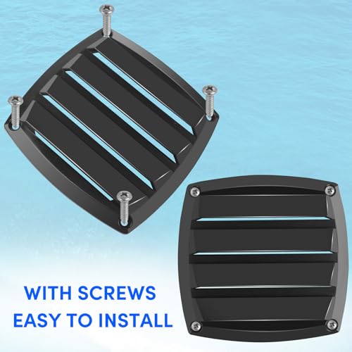 Marine Boat Vents - 3 Inch Nylon Louvered Vents, 2 Pack - Black