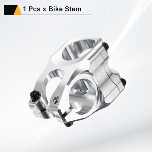 HARFINGTON Aluminum Bike Stem 31.8mm x 35mm for Mountain & Road Bikes, Silver