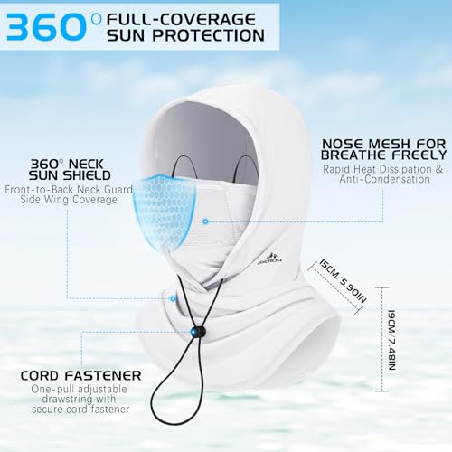 Cooling Breathable Balaclava Face Mask - UV Protection White