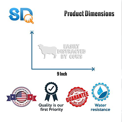 Easily Distracted by Cows Vinyl Decal - 9 Inch White