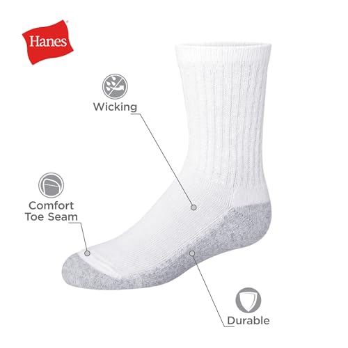 Boys' Ankle Socks Pack - Double Tough Moisture Wicking, 14 Pairs, Black - Crew