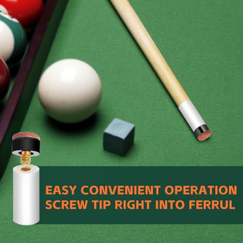 12mm Pool Cue Tips Replacement Set - 20 Pieces with Ferrules