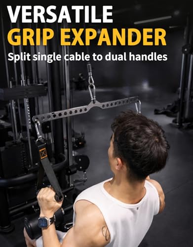 Fit4Fun 23in Heavy-Duty Steel Lat Pull Down Cable Adapter with Carabiner & 360° Connector
