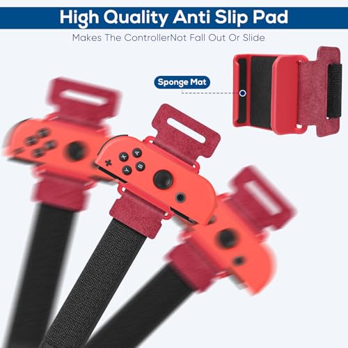Adjustable Wrist Bands for Motion Controller Games - 4 Pack - Red, Green, Black
