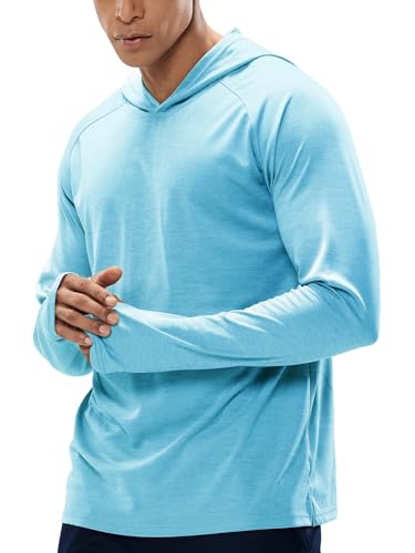 UPF 50+ Sun Hoodie for Men - Quick Dry, Lightweight, Sky Blue - X-Large