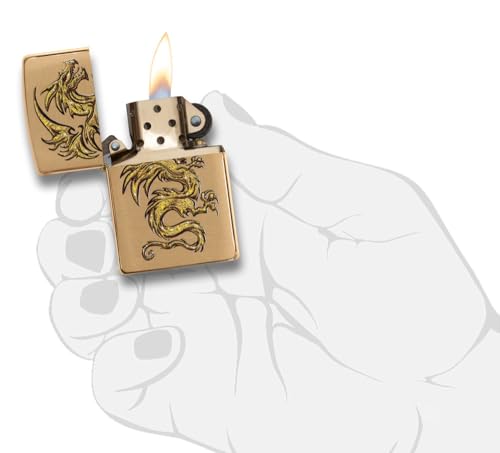 Zippo Brass Dragon Design Windproof Pocket Lighter