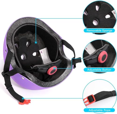 Purple Kids Bicycle Helmet Adjustable Toddler Helmet for 3-8 Years