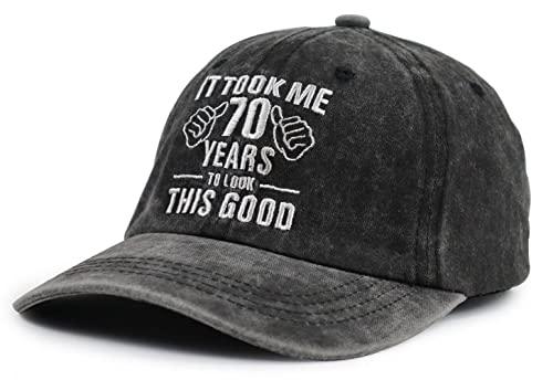 70th Birthday Baseball Cap for Women & Men - One Size Black Embroidery