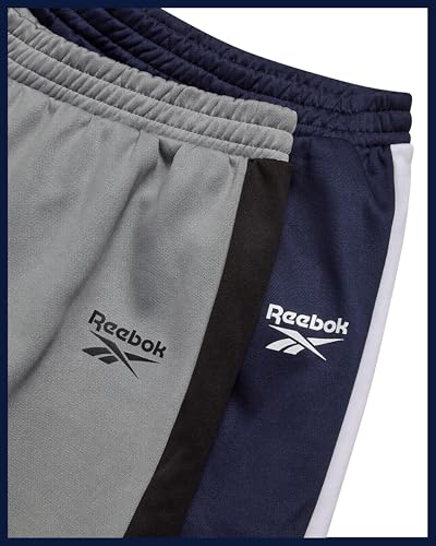 Reebok Boys Joggers 4 Pack Athletic Sweatpants with Elastic Waistband - Black & Navy Variations