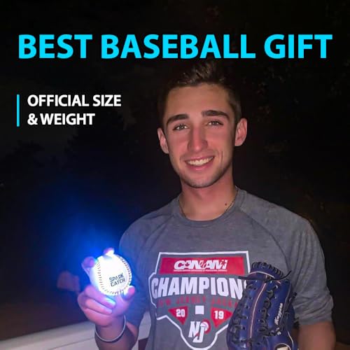 SPARK CATCH Glow in The Dark Baseball Ice Blue - Impact-Activated LED Night Game