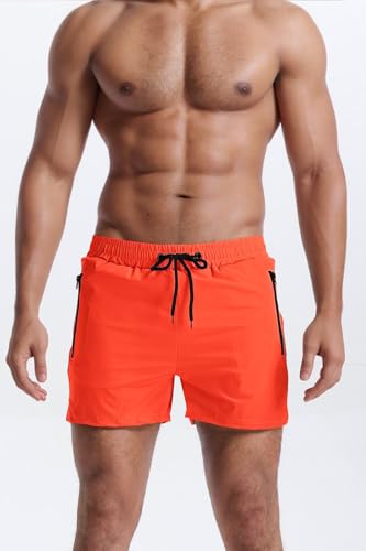 Men's Quick Dry 5" Zipper Beach Shorts - X-Large Orange