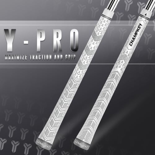 CHAMPKEY Y-PRO Midsize White Golf Grip 13 Pack All Weather Control & Traction