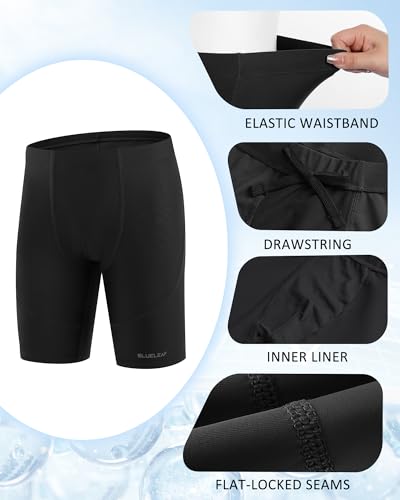 Blueleaf Boys' Swim Jammers Youth Competitive Racing Swimsuits Black Large UPF 50+