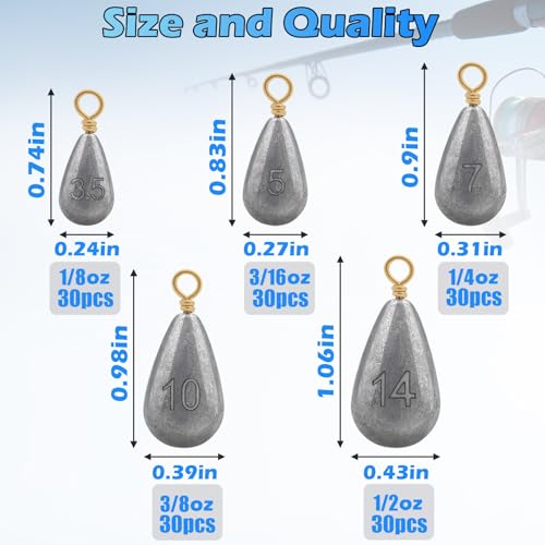 30pcs Drop Shot Sinker Weights - 1/8oz Fishing Weights