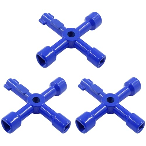 4-Way Multi-Functional Utility Key - 3Pcs, Blue
