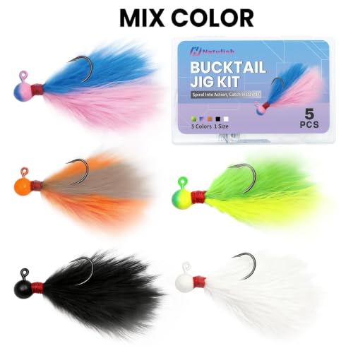 Crappie Jigs 5-Pack Hand-Tied Marabou Jigs - 1/64oz