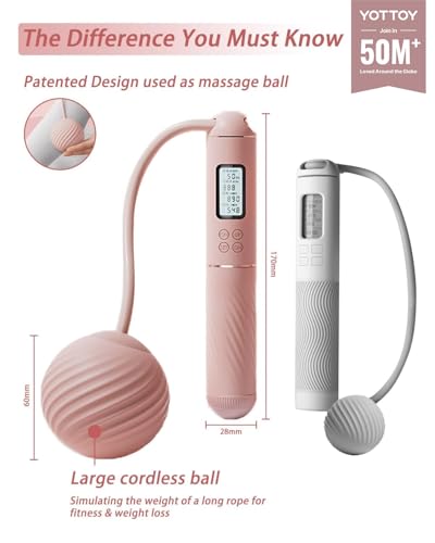 Cordless Adjustable Jump Rope with LCD Display - Weighted Fitness Rope for Adults