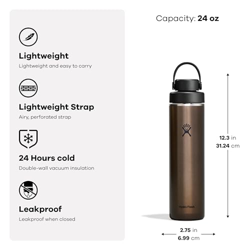 Hydro Flask Lightweight Obsidian 24 oz Wide Flex Chug Cap Stainless Water Bottle