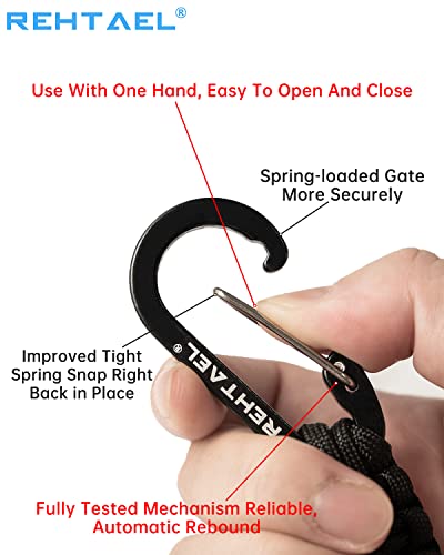 Carabiner Key Chain, Braided Paracord Rope Keychain Clip, Heavy Duty