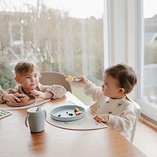 Mushie Classic Silicone Suction Plate Powder Blue BPA-Free Non-Slip Baby Dish