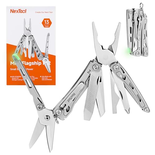 NexTool F12 Mini Multitool Keychain - 13-in-1 Compact EDC Pocket Tool, Silver