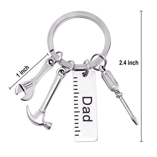 Dad Pop Keychain Tool Set with Ruler, Hammer, Wrench & Screwdriver