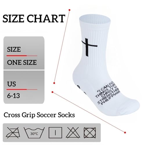 Anti-Slip Soccer Grip Socks - Athletic Performance Crew Sock - Philippians 4:13