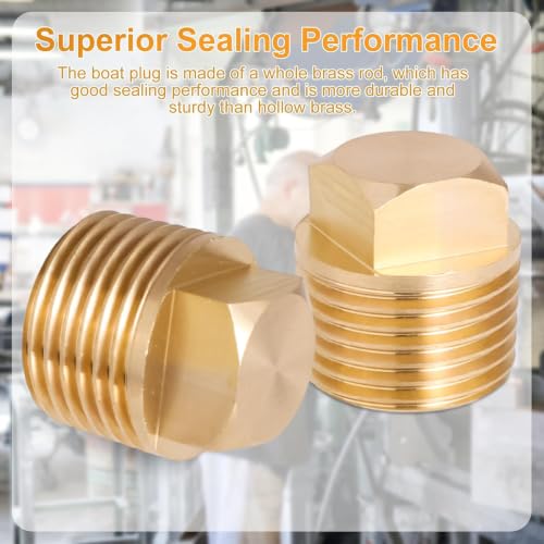 TOYMIS 2 Pack Boat Drain Plugs 1/2 Inch NPT Solid Brass Sealing Fittings