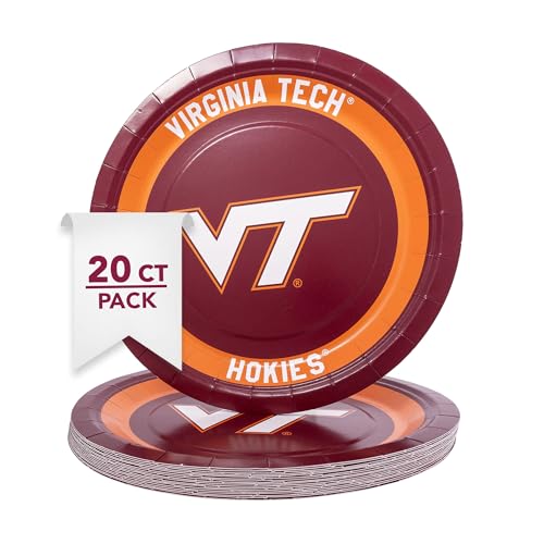 Virginia Tech Paper Plates - 20 Count, 9 Inch Round Tableware