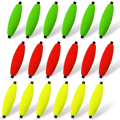 Fishing Bobbers Floats - 18pcs Red+Yellow+Green, 1.5"