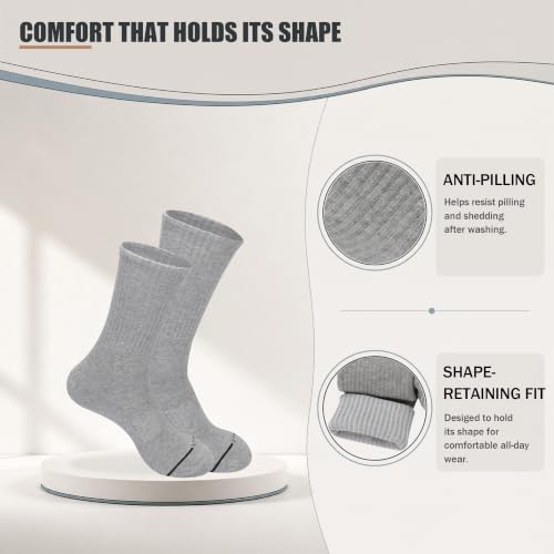 Unisex Crew Socks 3-Pack - Black, White, Gray, Size 9-11