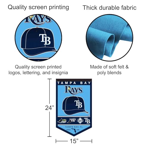 WinCraft Tampa Bay Rays Felt Banner - Officially Licensed Sports Wall Decor