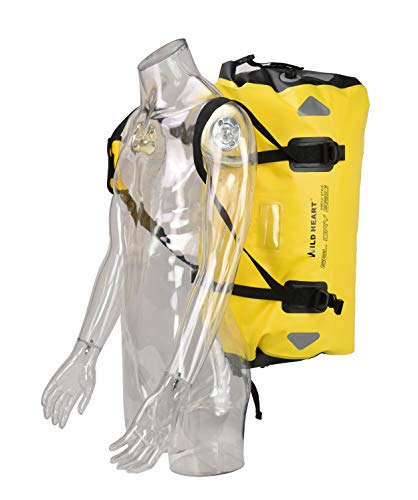 Wild Heart Waterproof Motorcycle Duffel Bag 40L Yellow with Rope Straps and Inner Pocket
