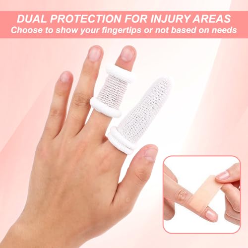 30Pcs Cotton Finger Cots - Reusable Finger Bandage Protector - White