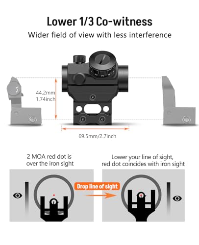 2MOA Red Dot Sight 1x25mm Waterproof Shockproof Reflex Scope