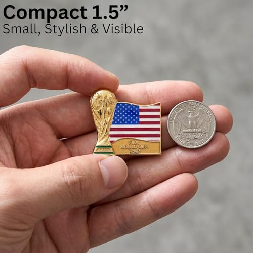 FIFA World Cup 2026 Mexico Flag & Trophy Enamel Pin - 1.5 Inch