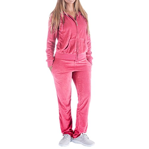 Facitisu Women’s 2-Piece Track Suit Set XXL Coral - Activewear Sweatshirt & Sweatpants