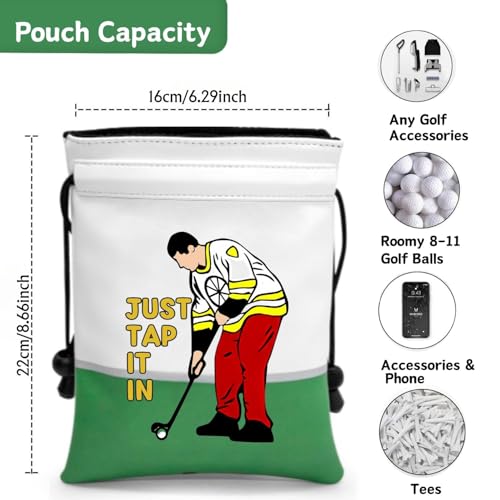 Artpreti Golf Pouch Bag- Just Tap It in Leather Valuables Pouch with Drawstrings